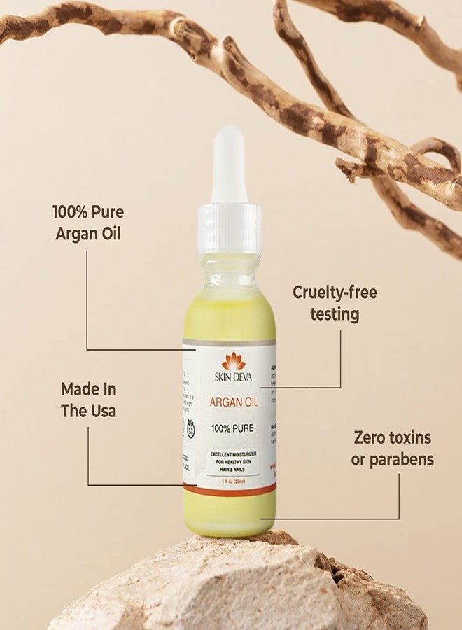 SKIN DEVA 100% Pure Argan Oil for Women and Men Made in USA 30 ml Hydrates The Skin and Boosts Elasticity of a Dry Skin Argan Oil For Hair, Scalp or Nails Skin Gives them a Supple Touch - Image 3